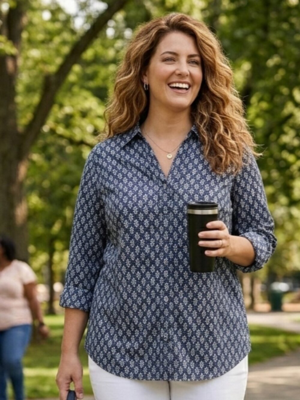 NWT Croft & Barrow 3XB Button Down Shirt Navy Blue White Business Casua